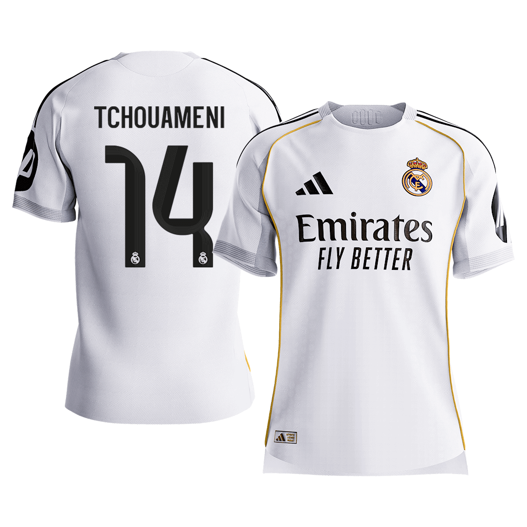 TCHOUAMENI #14 Men's Real Madrid 2025/26 Player Version Home Soccer Jersey - Slim Fit [PREMIUM]