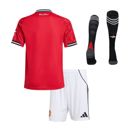 Kid's Manchester United 2025/26 Home Soccer Jersey Full Kit