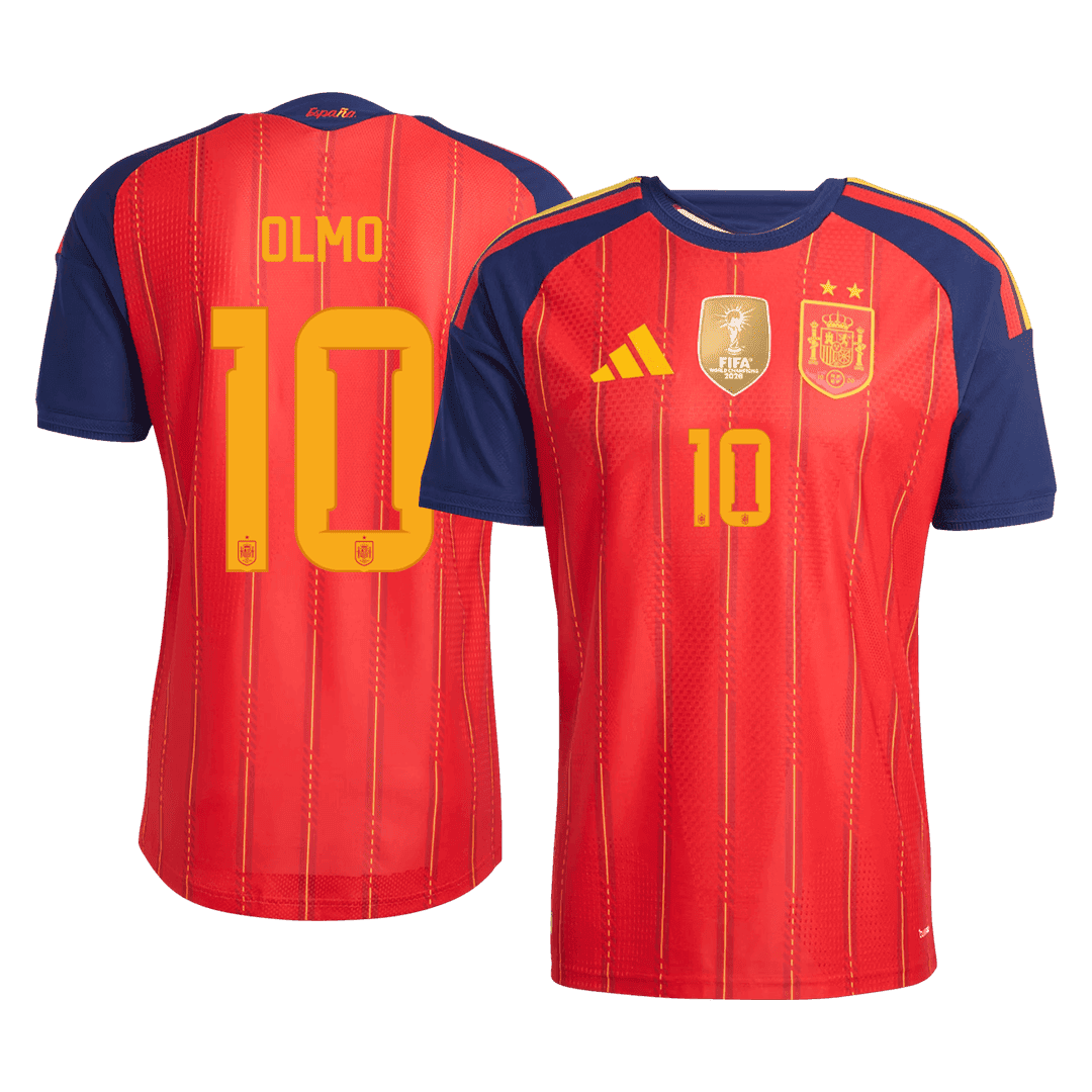 OLMO #10 Men's Spain World Cup 2026 Player Version Champion Edition Home Soccer Jersey - Slim Fit