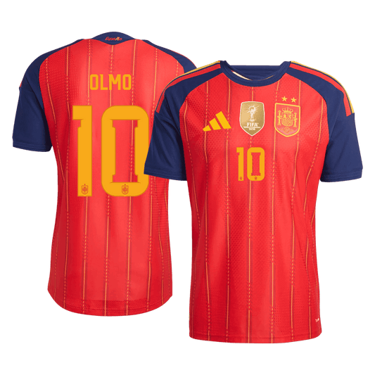 OLMO #10 Men's Spain World Cup 2026 Player Version Champion Edition Home Soccer Jersey - Slim Fit