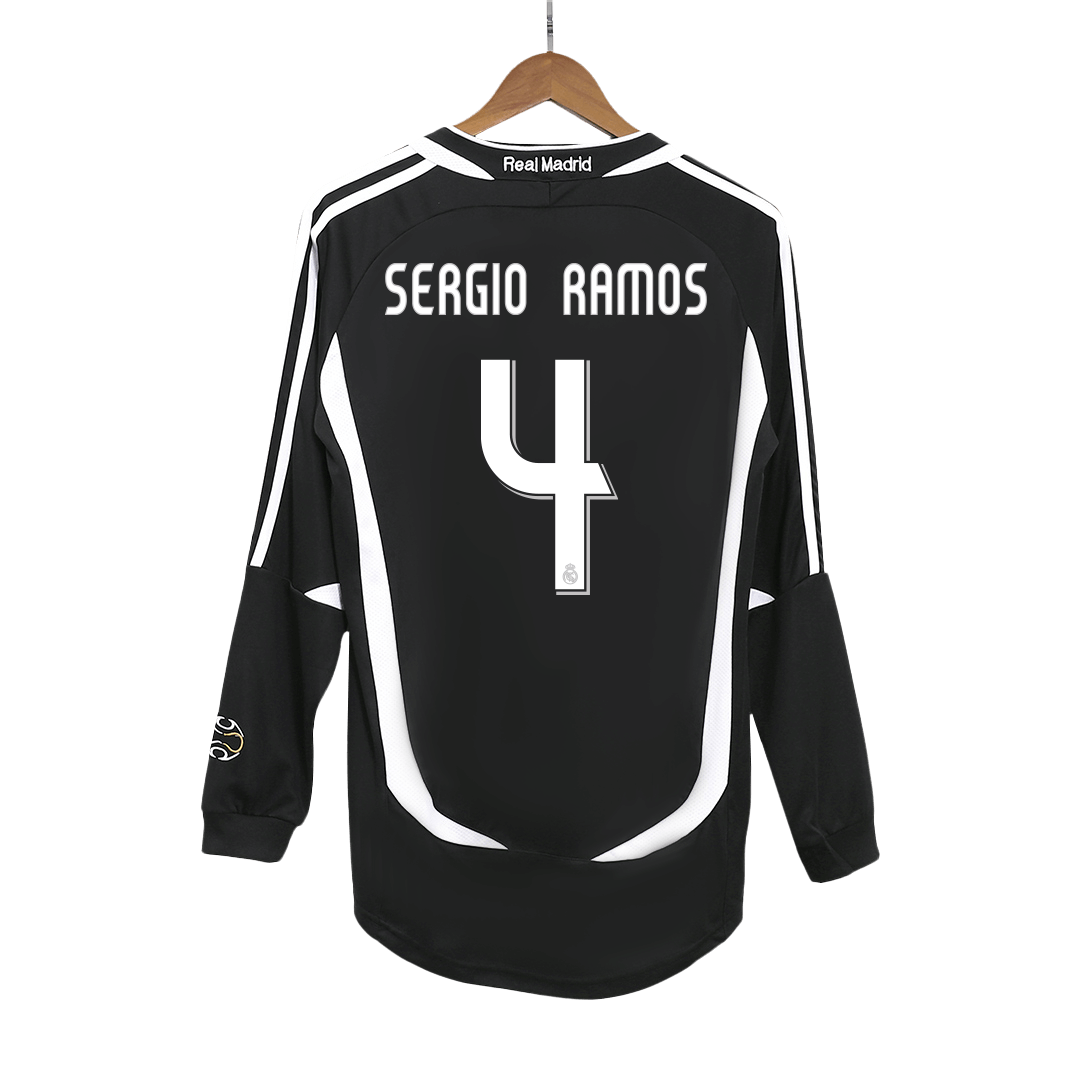 Retro SERGIO RAMOS #4 Men's Real Madrid 2006/07 Away Long Sleeve Soccer Jersey