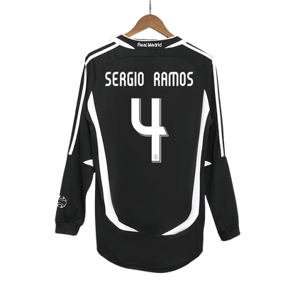 Retro SERGIO RAMOS #4 Men's Real Madrid 2006/07 Away Long Sleeve Soccer Jersey