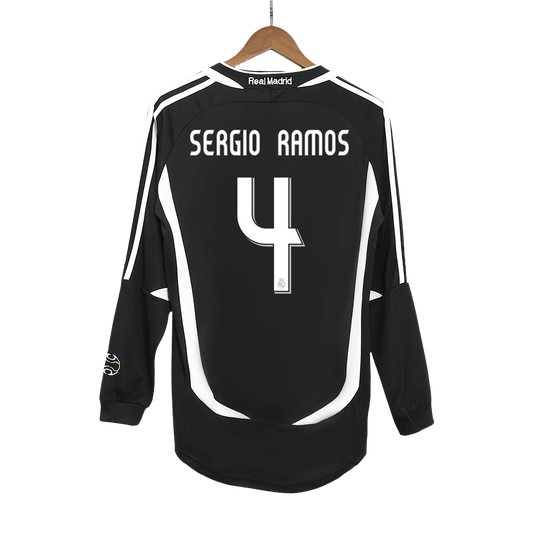 Retro SERGIO RAMOS #4 Men's Real Madrid 2006/07 Away Long Sleeve Soccer Jersey
