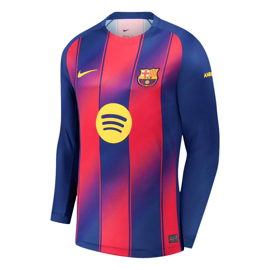 Men's Barcelona 2025/26 Home Long Sleeve Soccer Jersey