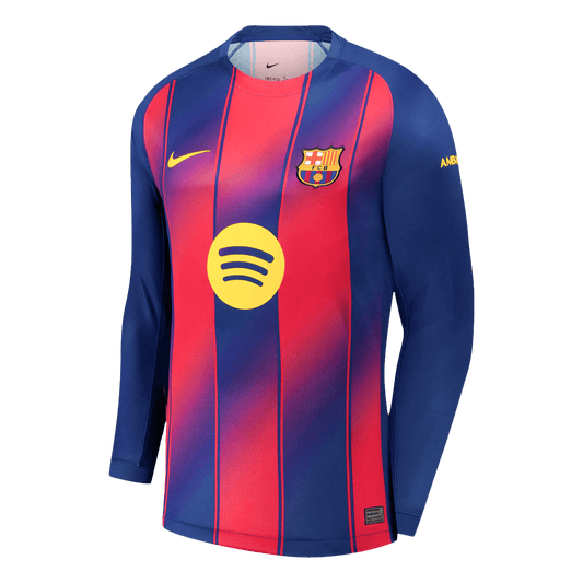 Men's Barcelona 2025/26 Home Long Sleeve Soccer Jersey