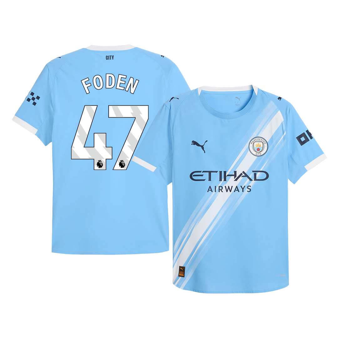 FODEN #47 Men's Manchester City 2025/26 Player Version Home Soccer Jersey - Slim Fit