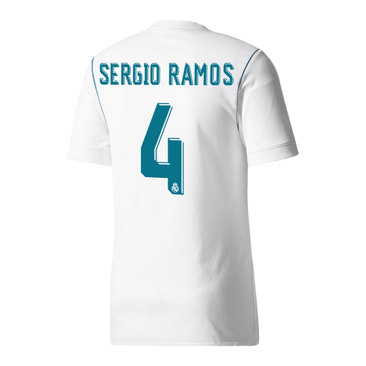 Retro SERGIO RAMOS #4 Men's Real Madrid 2017/18 Home Soccer Jersey primary product view
