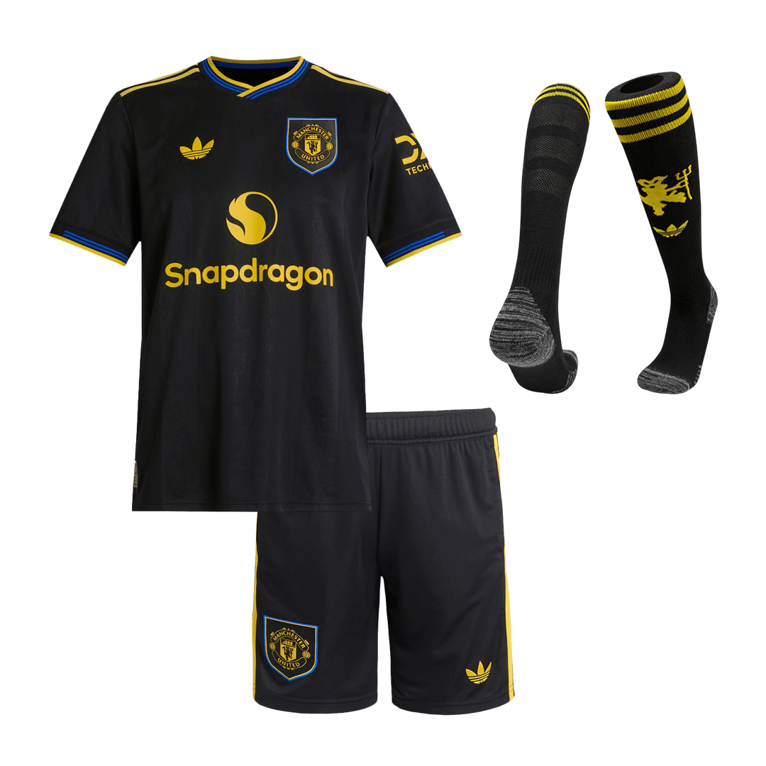 Kid's Manchester United 2025/26 Third Away Soccer Jersey Full Kit