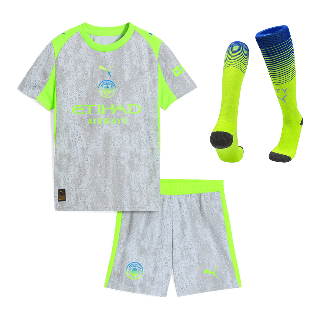 Kid's Manchester City 2025/26 Third Away Soccer Jersey Full Kit