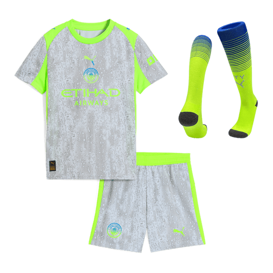 Kid's Manchester City 2025/26 Third Away Soccer Jersey Full Kit