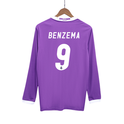 Retro BENZEMA #9 Men's Real Madrid 2016/17 Away Long Sleeve Soccer Jersey