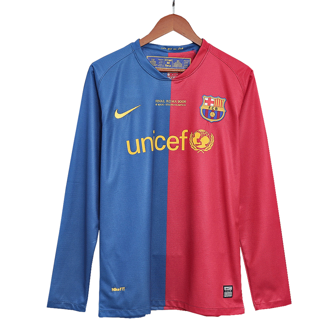 Retro XAVI #6 Men's Barcelona UCL UCL Final 2008/09 Home Long Sleeve Soccer Jersey