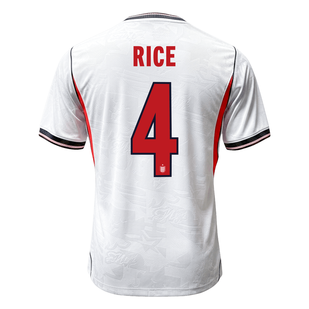 RICE #4 Men's England World Cup 2026 Player Version Home Soccer Jersey - Slim Fit