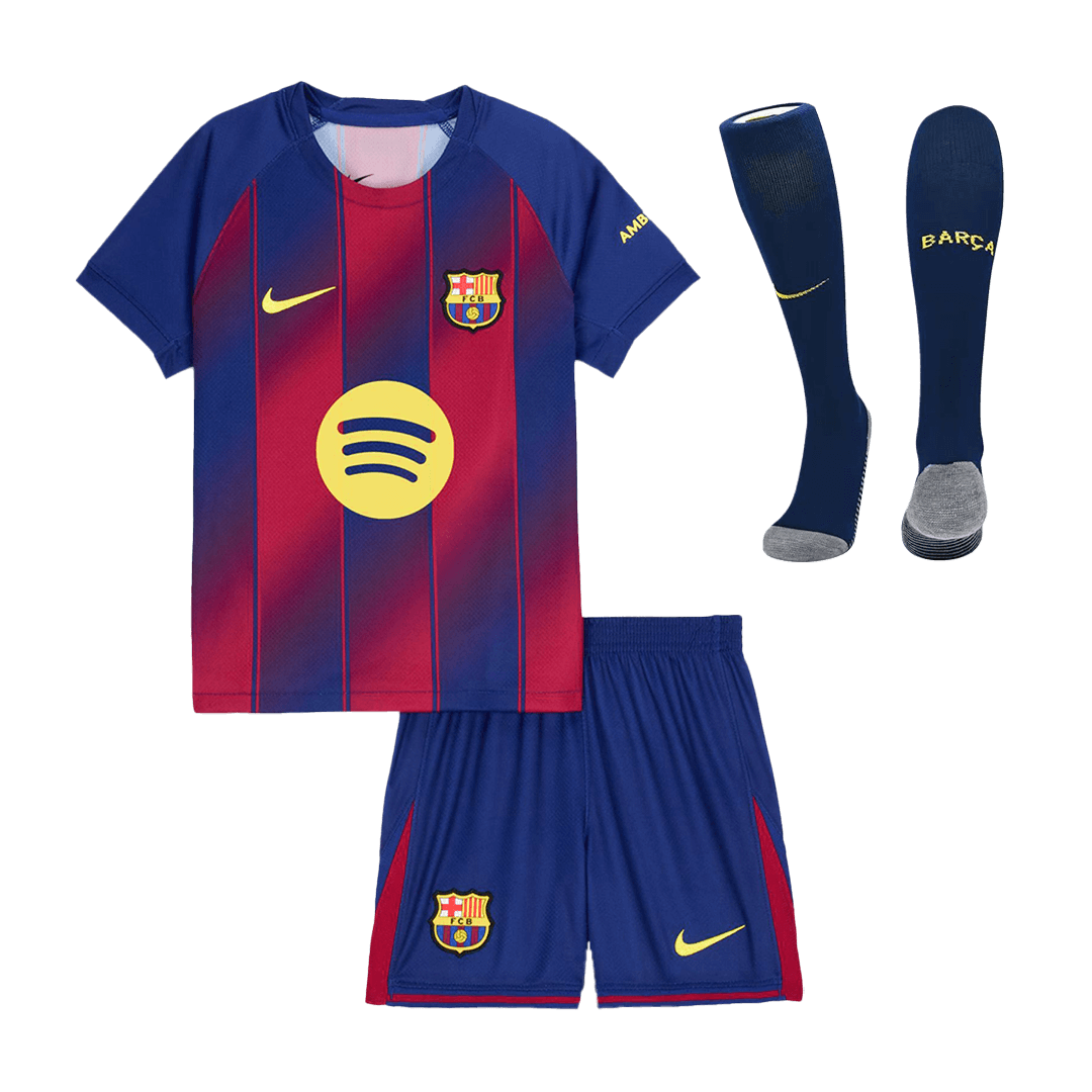 Kid's Barcelona 2025/26 Home Soccer Jersey Full Kit [PREMIUM]