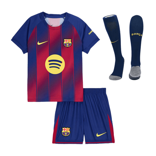 Kid's Barcelona 2025/26 Home Soccer Jersey Full Kit [PREMIUM]