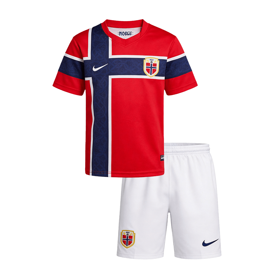 Kid's Norway World Cup 2026 Home Soccer Jersey Kit