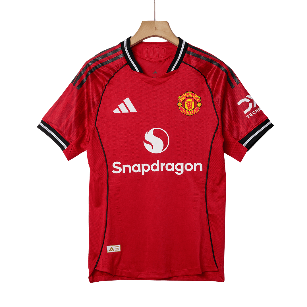 Men's Manchester United 2025/26 Player Version Home Soccer Jersey - Slim Fit