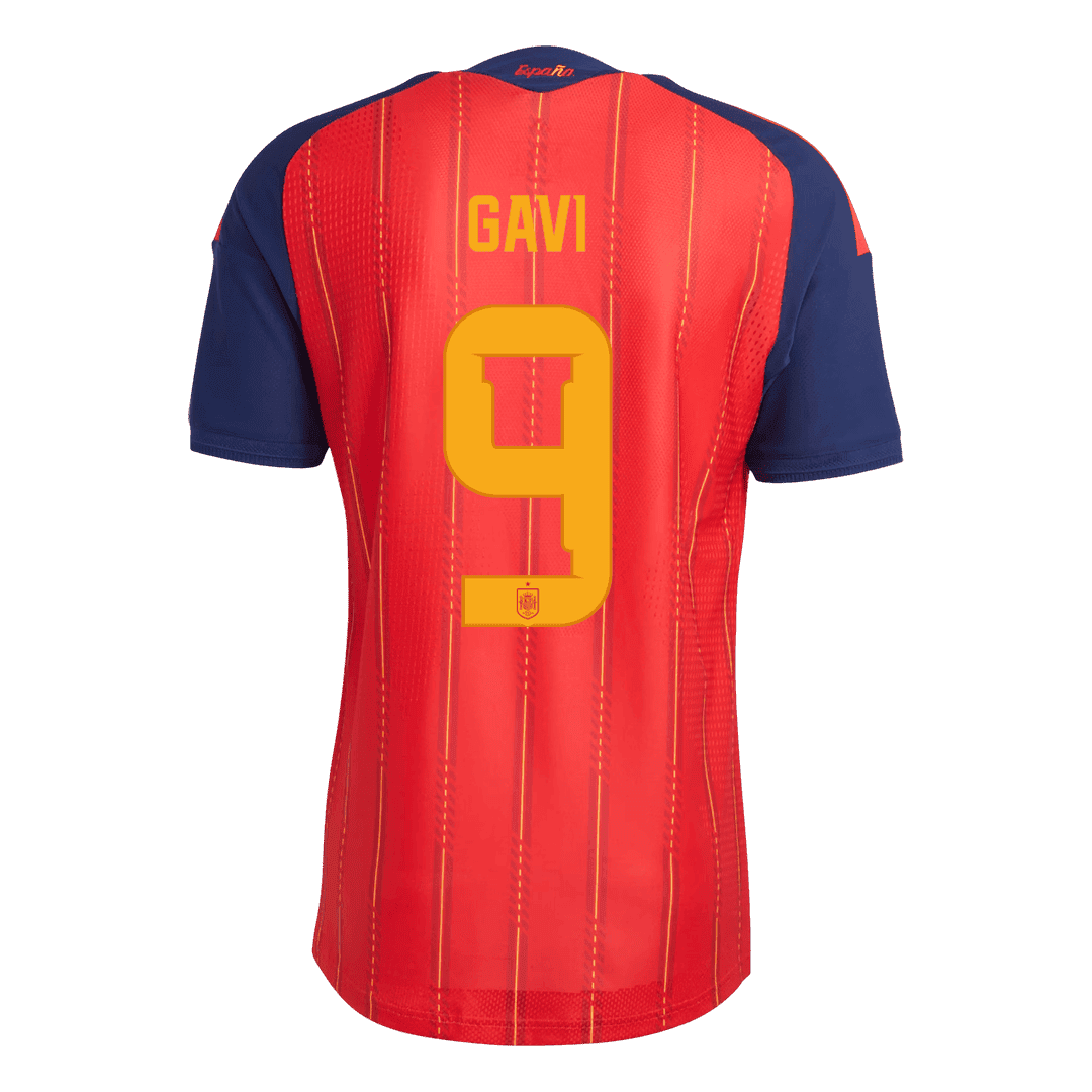 GAVI #9 Men's Spain World Cup 2026 Player Version Champion Edition Home Soccer Jersey - Slim Fit