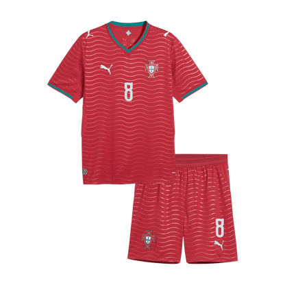 Kid's B. FERNANDES #8 Portugal World Cup 2026 Home Soccer Jersey Kit [PREMIUM]