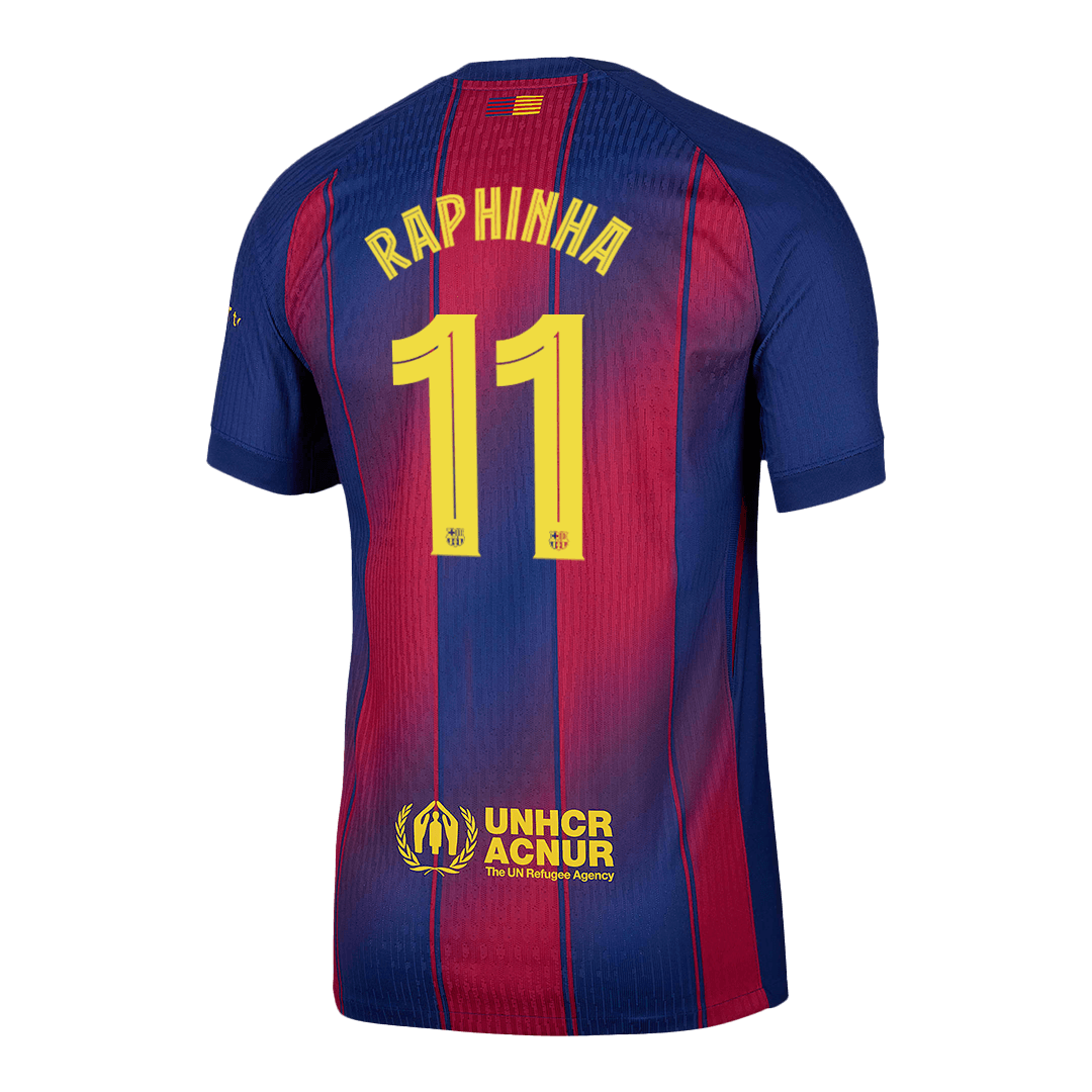 RAPHINHA #11 Men's Barcelona UCL 2025/26 Player Version Home Soccer Jersey - Slim Fit