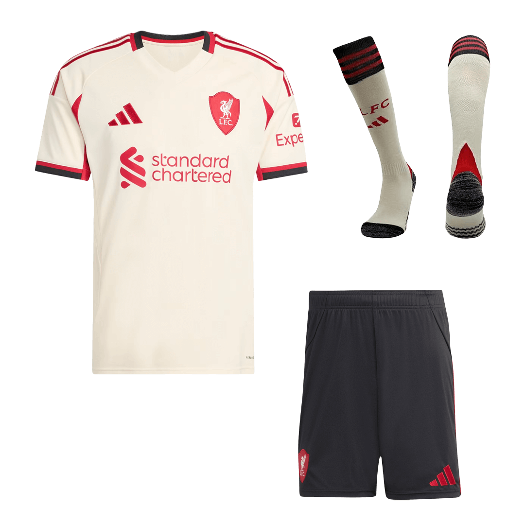 Men's Liverpool 2025/26 Away Soccer Jersey Full Kit