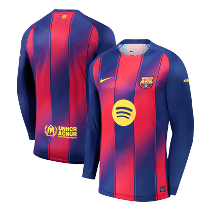 Men's Barcelona 2025/26 Home Long Sleeve Soccer Jersey