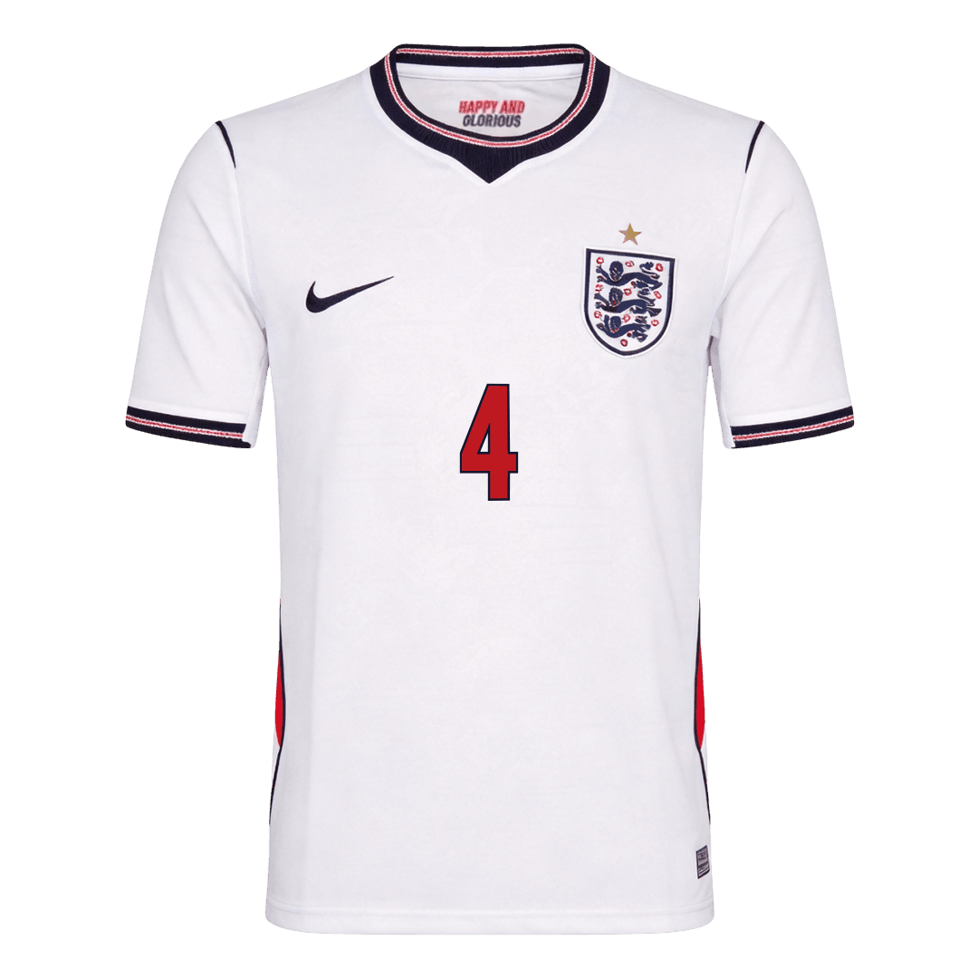 RICE #4 Men's England World Cup 2026 Home Soccer Jersey