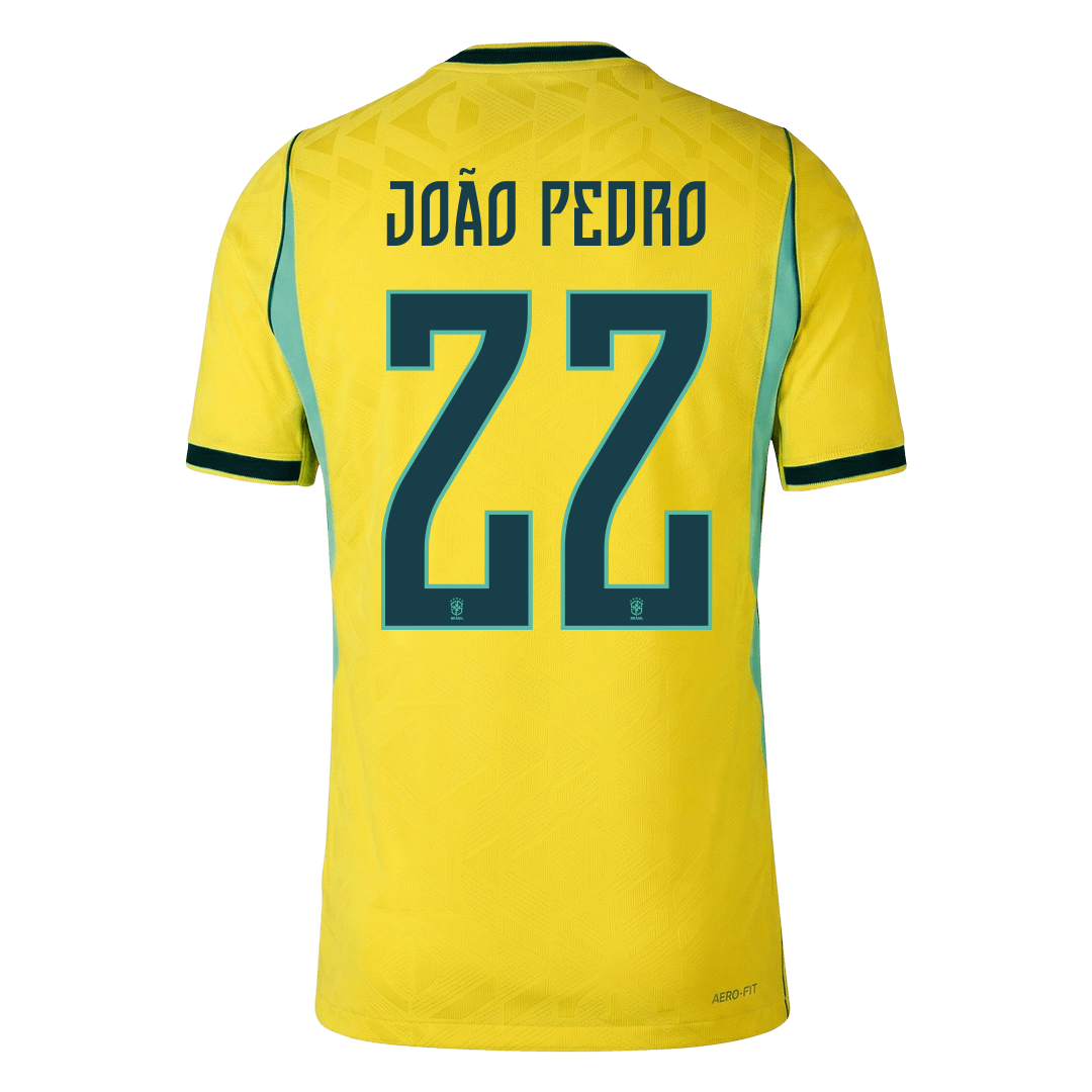 JOÃO PEDRO #22 Men's Brazil World Cup 2026 Player Version Home Soccer Jersey - Slim Fit
