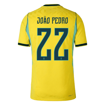 JOÃO PEDRO #22 Men's Brazil World Cup 2026 Player Version Home Soccer Jersey - Slim Fit