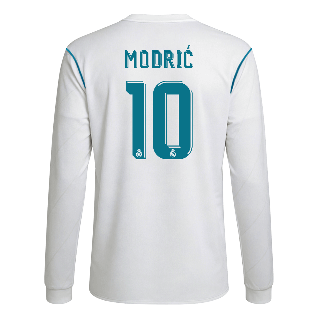 Retro MODRIĆ #10 Men's Real Madrid 2017/18 Home Long Sleeve Soccer Jersey