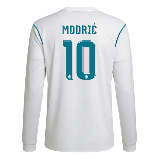 Retro MODRIĆ #10 Men's Real Madrid 2017/18 Home Long Sleeve Soccer Jersey