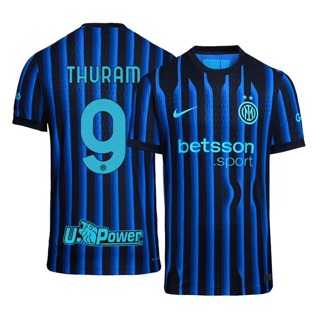THURAM #9 Men's Inter Milan 2025/26 Player Version Home Soccer Jersey - Slim Fit