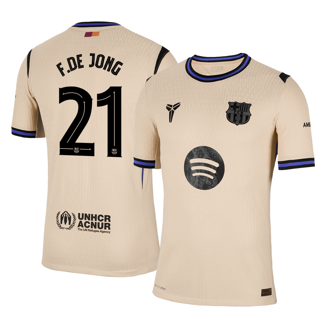 F.DE JONG #21 Men's Barcelona UCL 2025/26 Player Version Away Soccer Jersey - Slim Fit