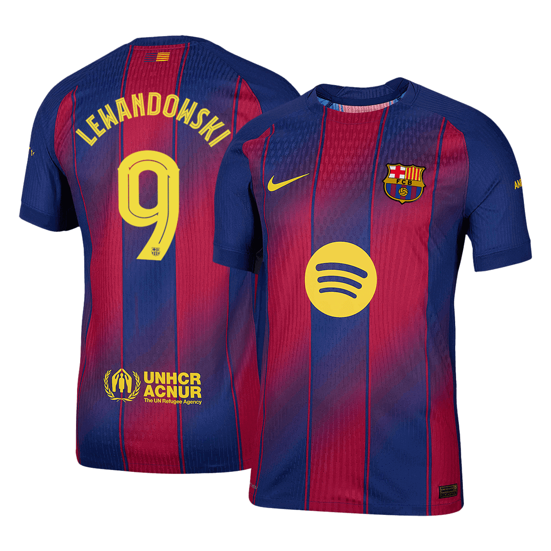 LEWANDOWSKI #9 Men's Barcelona UCL 2025/26 Player Version Home Soccer Jersey - Slim Fit