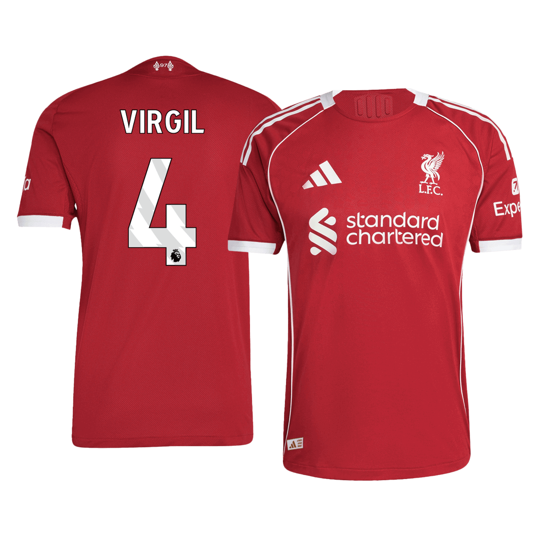 VIRGIL #4 Men's Liverpool 2025/26 Player Version Home Soccer Jersey - Slim Fit