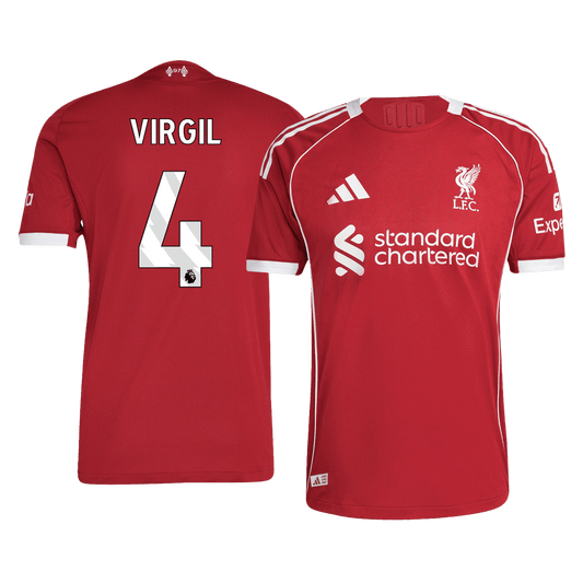 VIRGIL #4 Men's Liverpool 2025/26 Player Version Home Soccer Jersey - Slim Fit