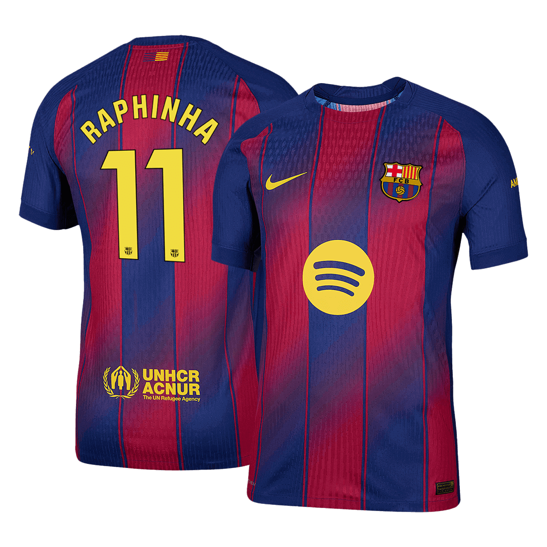 RAPHINHA #11 Men's Barcelona 2025/26 Player Version Home Soccer Jersey - Slim Fit