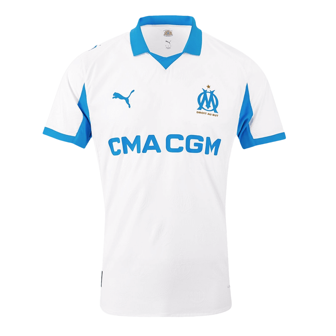 Men's Marseille 2025/26 Player Version Home Soccer Jersey - Slim Fit