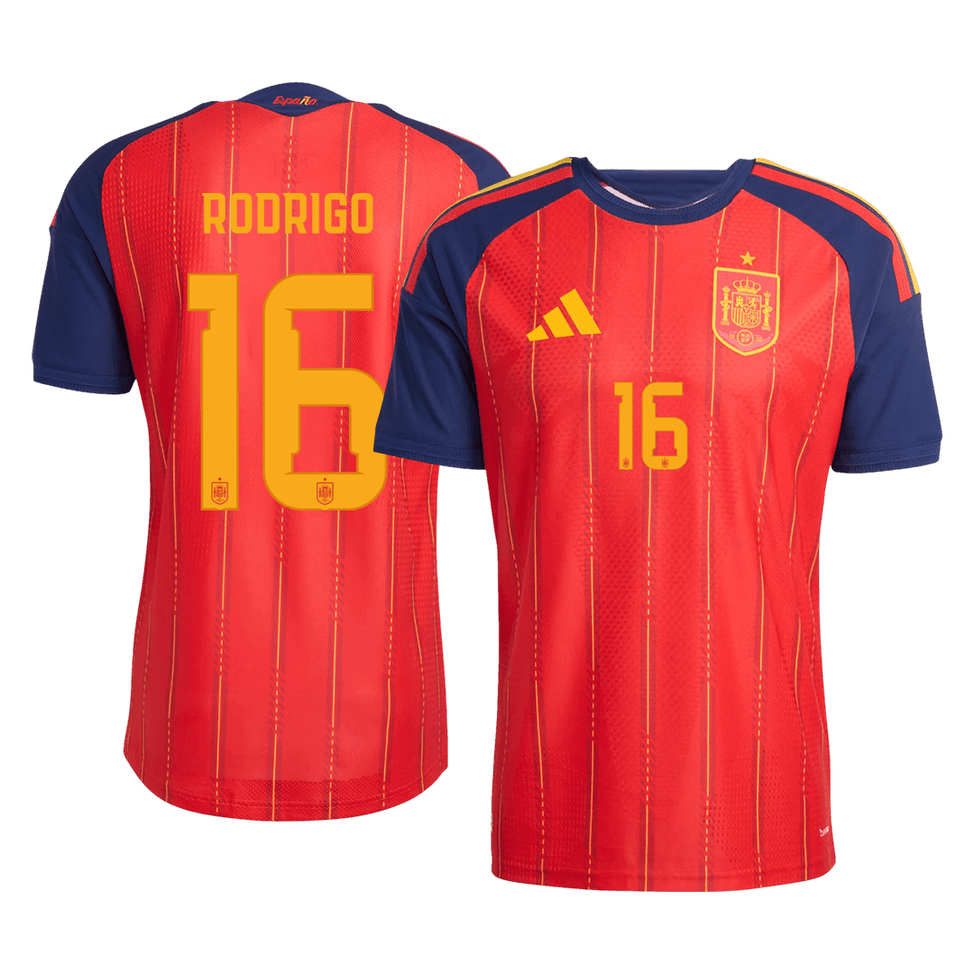 RODRIGO #16 Men's Spain World Cup 2026 Player Version Home Soccer Jersey - Slim Fit