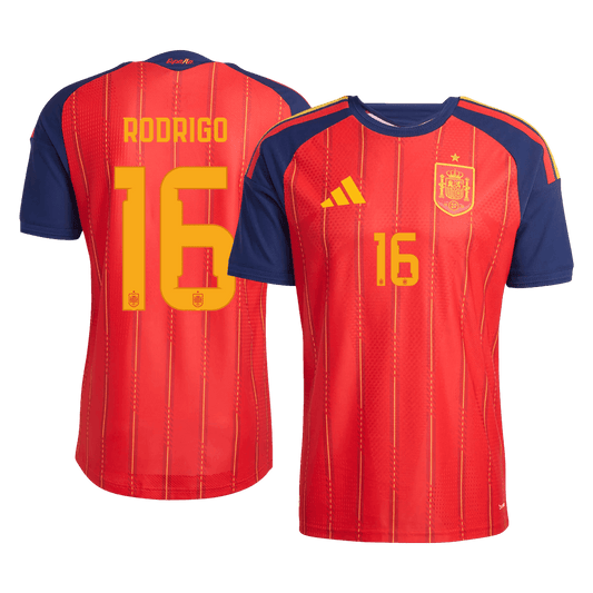 RODRIGO #16 Men's Spain World Cup 2026 Player Version Home Soccer Jersey - Slim Fit