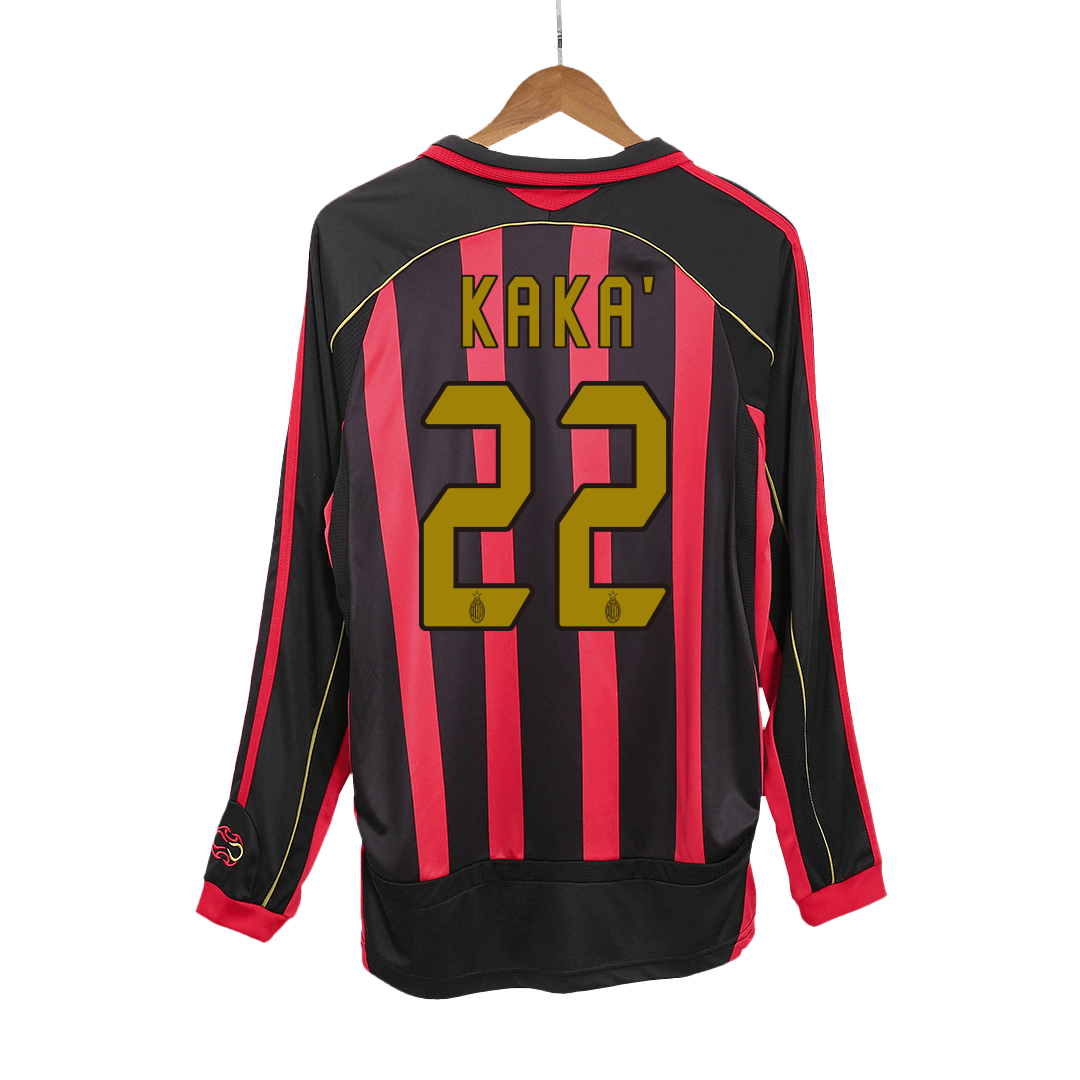 Retro KAKA' #22 Men's AC Milan 2006/07 Home Long Sleeve Soccer Jersey