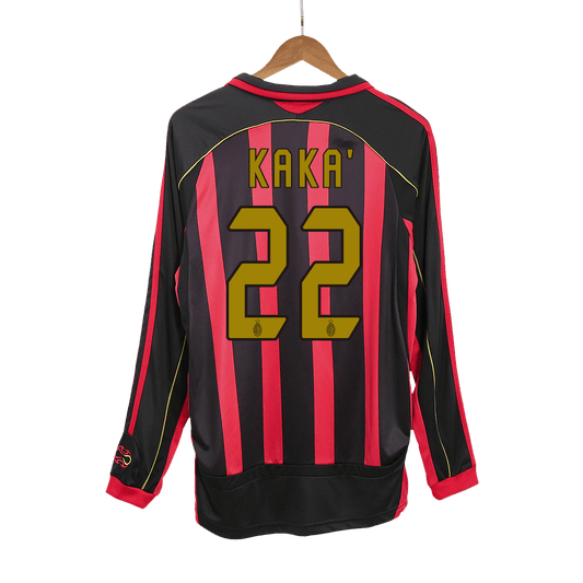 Retro KAKA' #22 Men's AC Milan 2006/07 Home Long Sleeve Soccer Jersey