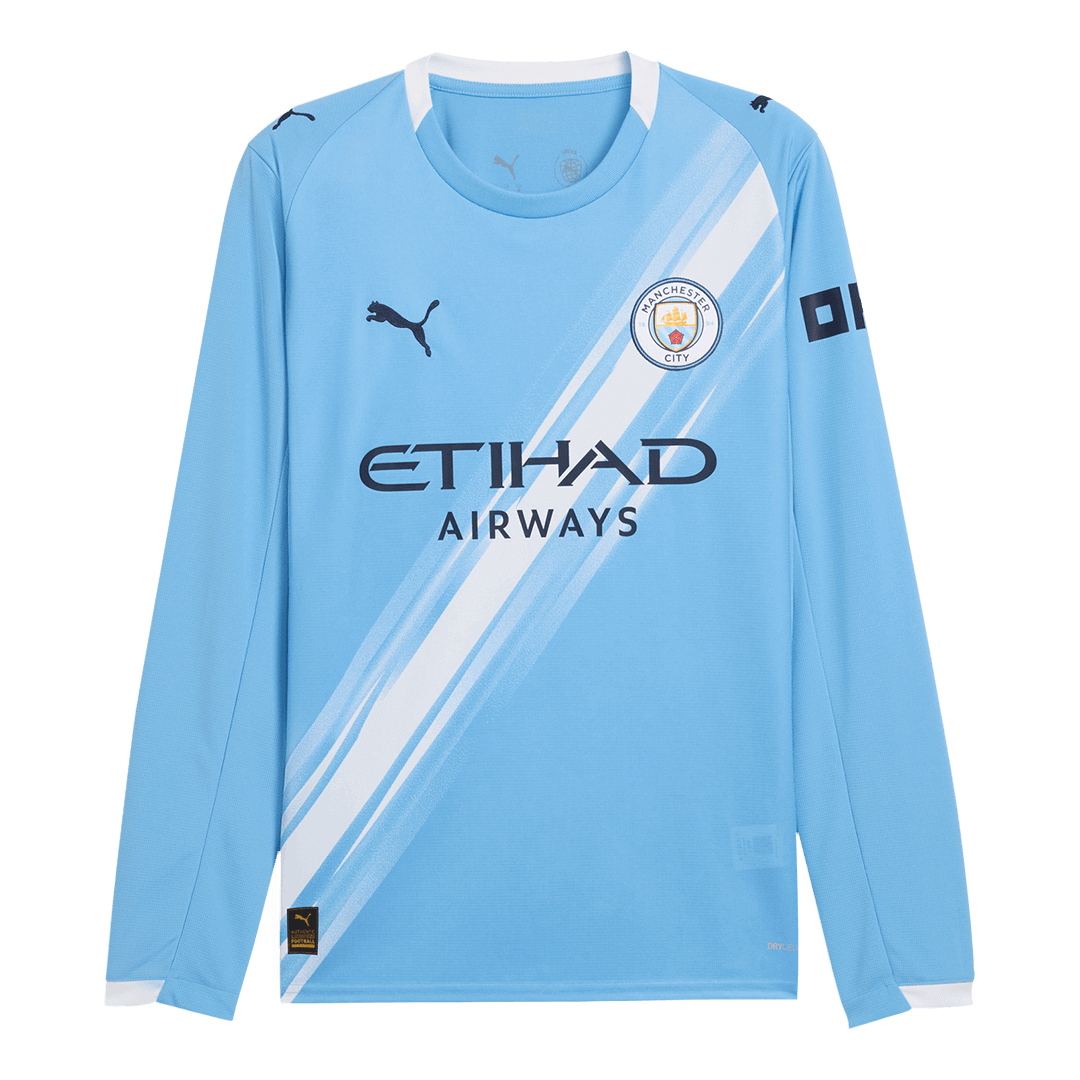 Men's Manchester City 2025/26 Home Long Sleeve Soccer Jersey
