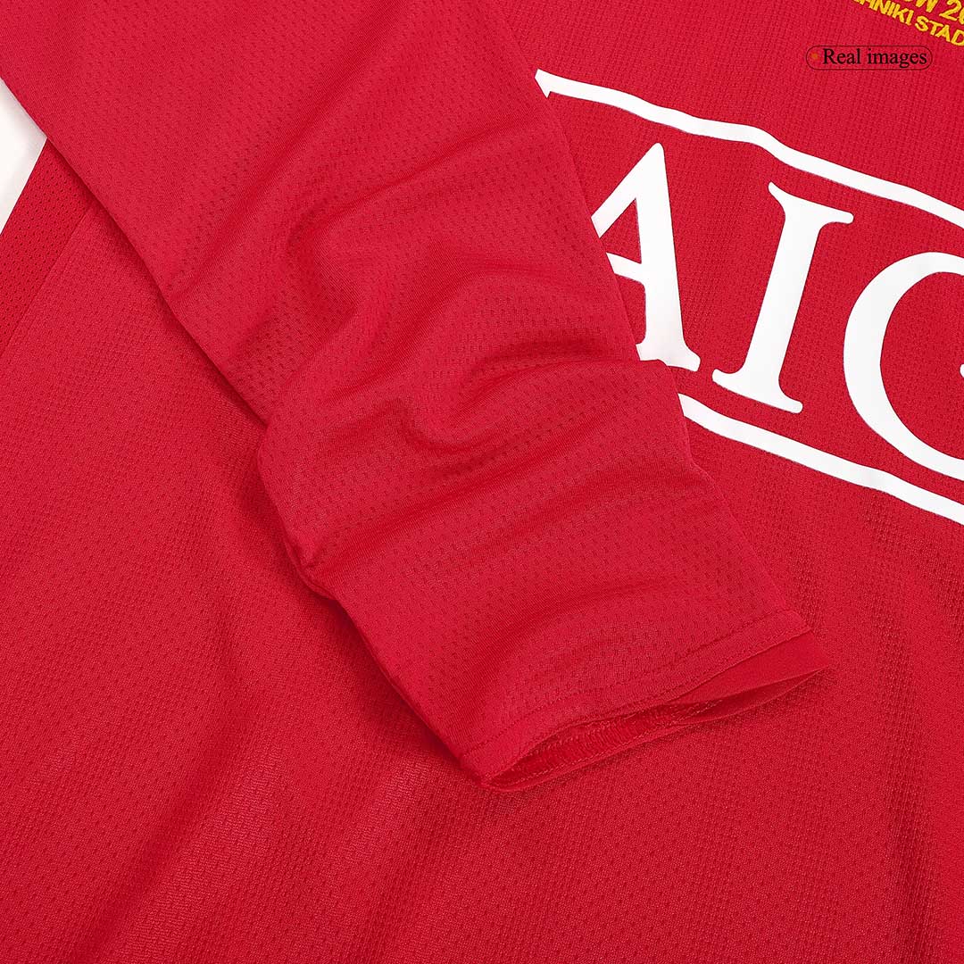 Retro SCHOLES #18 Men's Manchester United UCL Final 2007/08 Home Long Sleeve Soccer Jersey