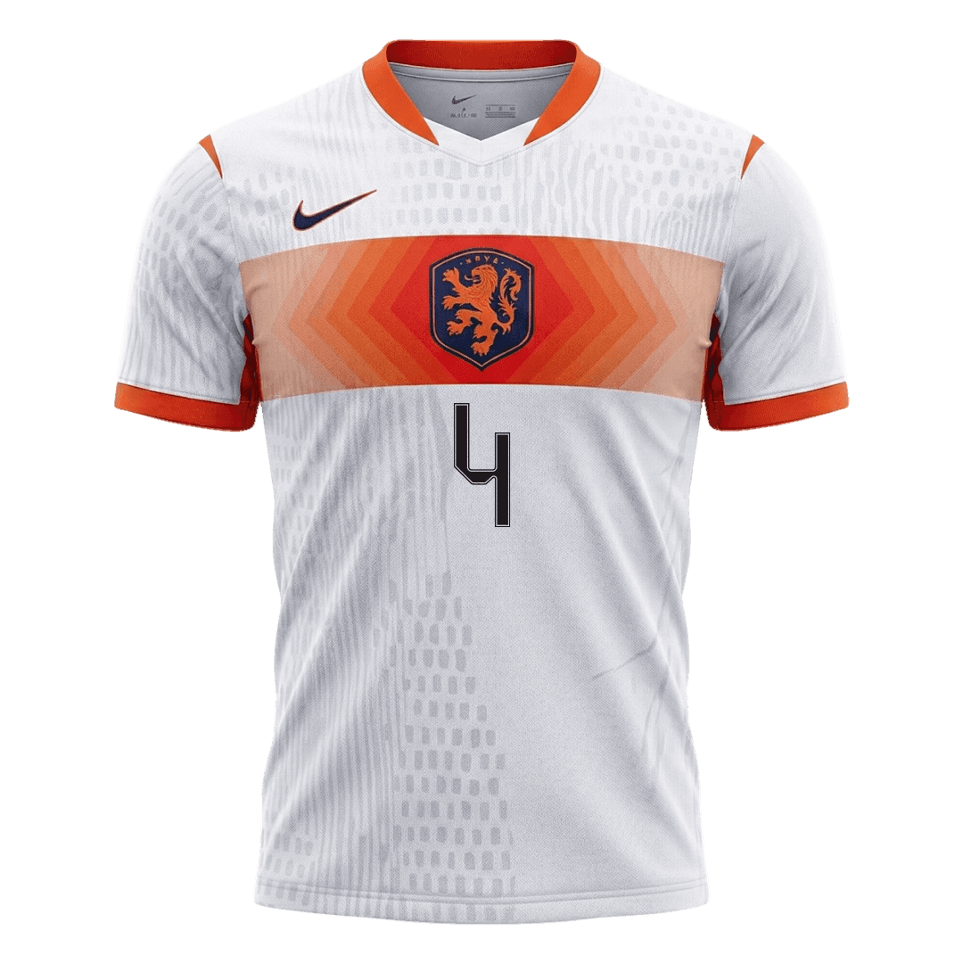 VIRGIL #4 Men's Netherlands World Cup 2026 Player Version Away Soccer Jersey - Slim Fit