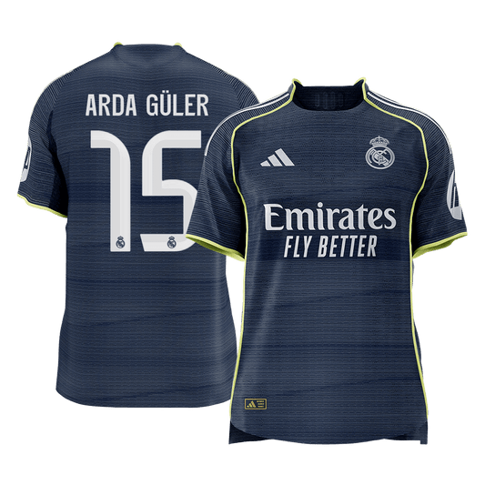 ARDA GÜLER #15 Men's Real Madrid 2025/26 Player Version Away Soccer Jersey - Slim Fit [PREMIUM]