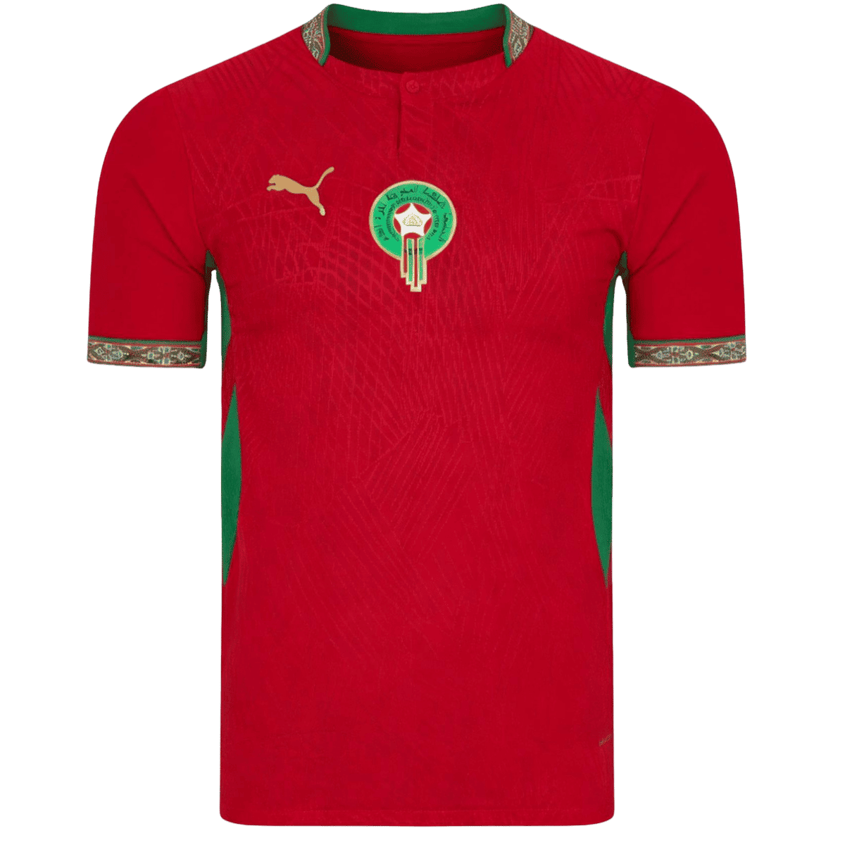 Men's Morocco 2026 Player Version home jersey front in red and green