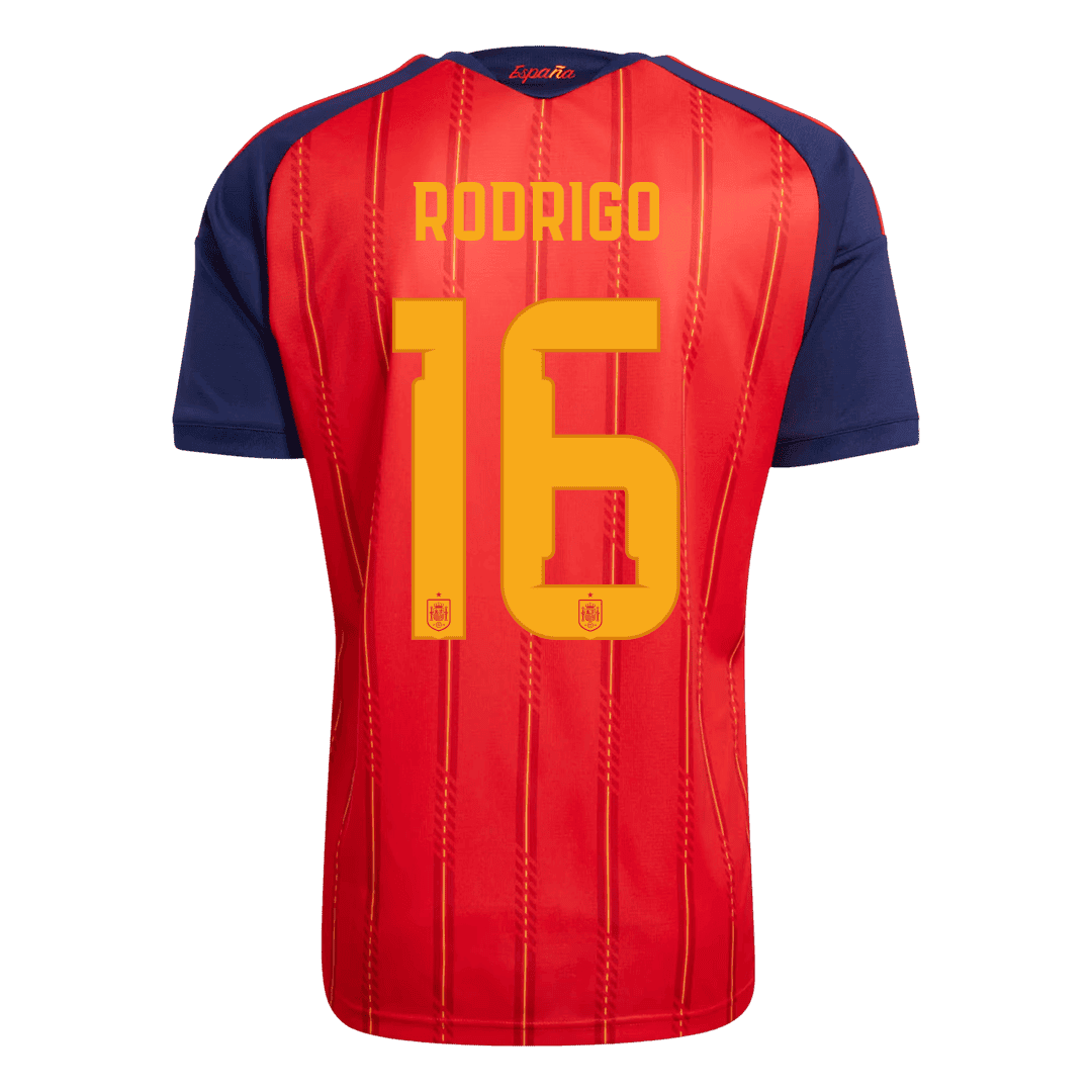 RODRIGO #16 Men's Spain World Cup 2026 Player Version Champion Edition Home Soccer Jersey - Slim Fit