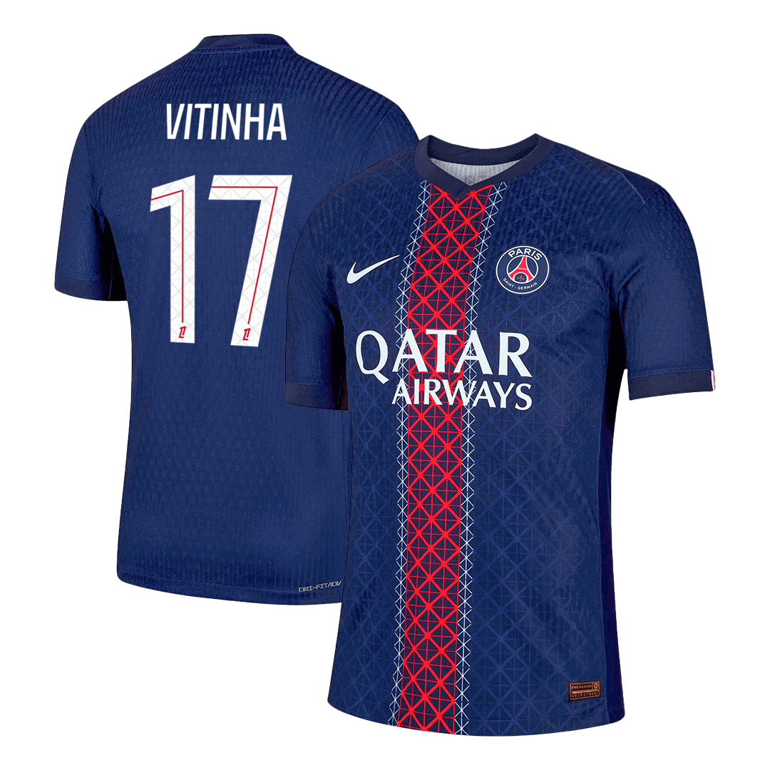 VITINHA #17 Men's PSG 2025/26 Player Version Home Soccer Jersey - Slim Fit