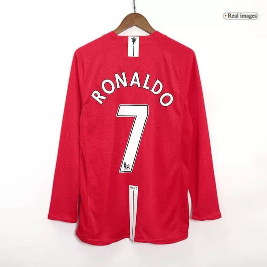 Retro RONALDO #7 Men's Manchester United 2007/08 Home Long Sleeve Soccer Jersey